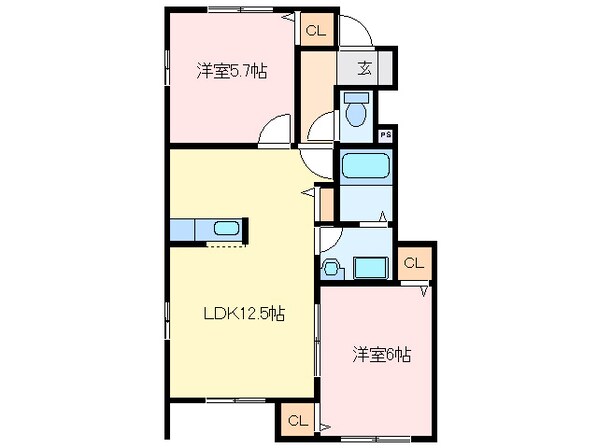 ツインシティー道伯Ｂ棟の物件間取画像